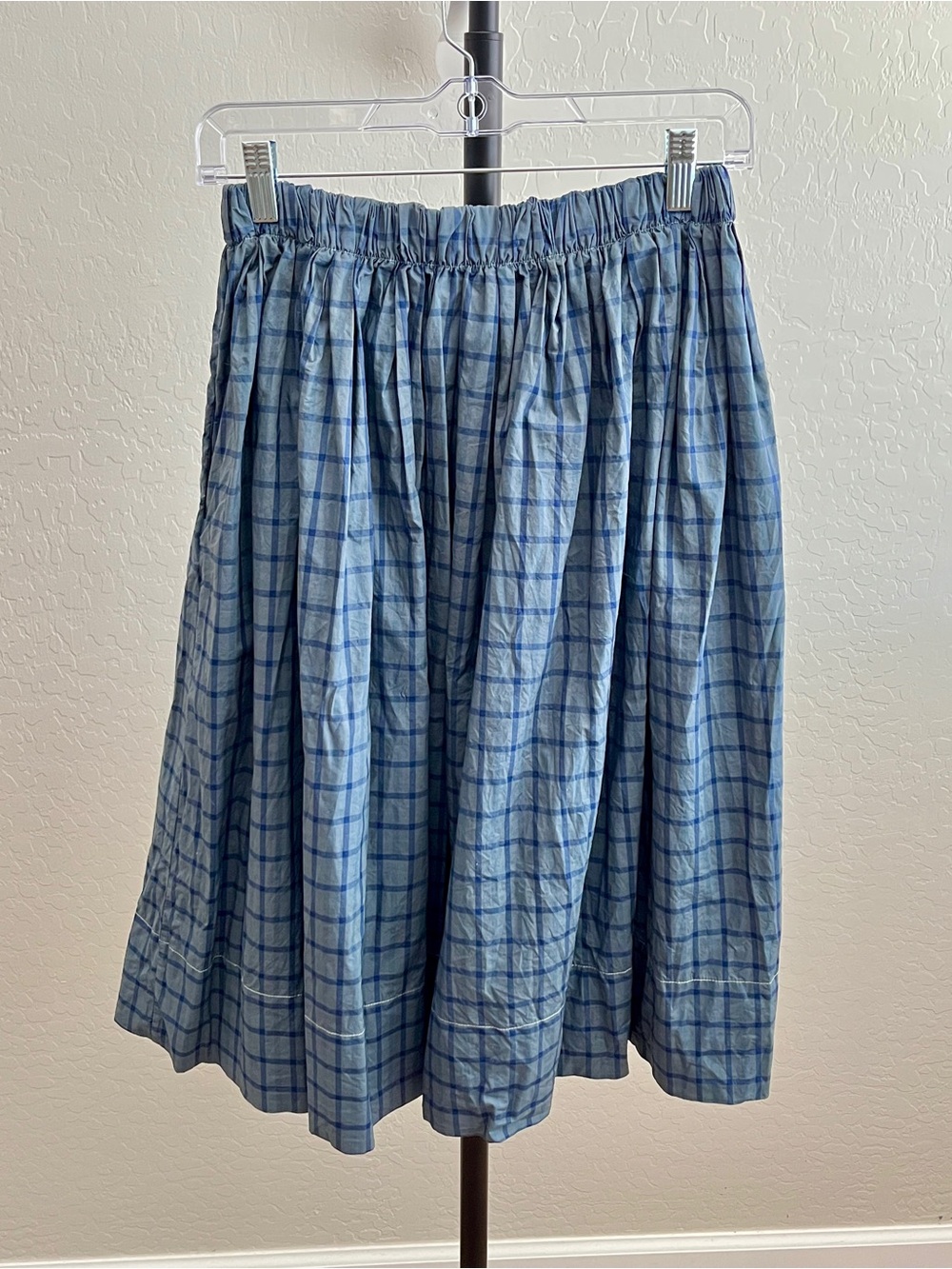 Lotte.99 Blue Plaid Elastic Waist Check Skirt